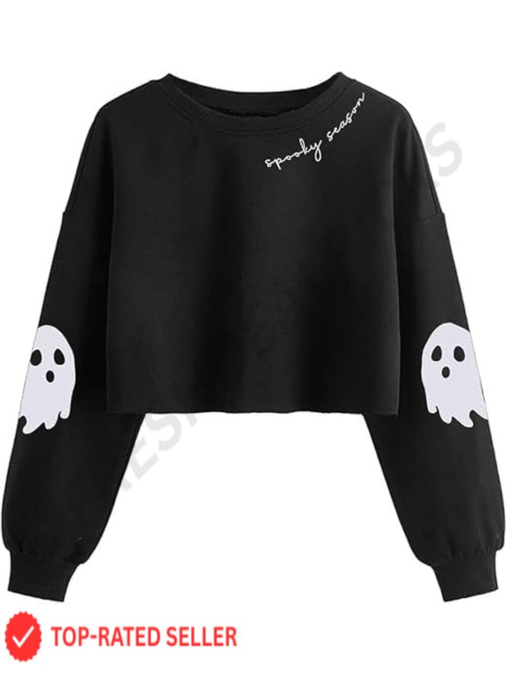 Women's Halloween Graphic Cropped Pullover Sweatshirt Cotton Blend